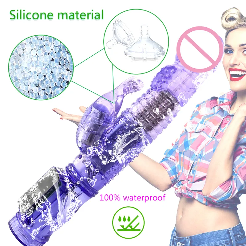 Man nuo Dual Motor Dildo Rabbit Vibrator 12 Speeds Vibration Rotation Sex Toy for Women G Spot Massager Clitor_voghion.com