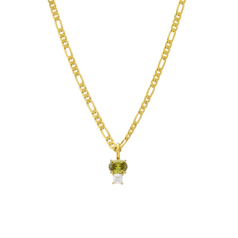 Collier en zircon coloré, simple et luxueux, galvanoplastie sous vide, conservation de la couleur_voghion.com