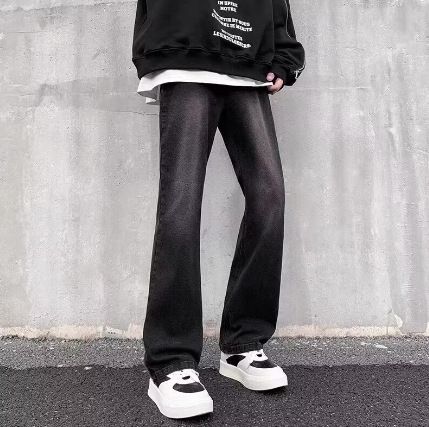 Micro-pull Jeans Men's Spring And Autumn New Micro-flared Pants Casual Pants High Street Thin Straight Trousers_voghion.com