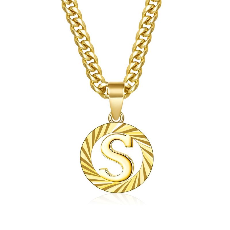 Hot TK Selling Hollow Round 26 Letter Necklace Simple Style Clavicle Chain Non-Fading Jewelry_voghion.com