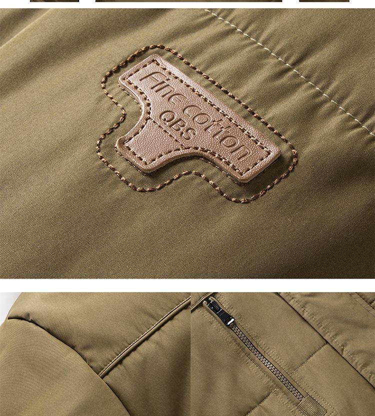 Giacca invernale con cappuccio da uomo con fodera in pile staccabile, caldo cappotto lungo per persone di mezza età e anziani, rivestimento esterno in poliestere leggero_voghion.com