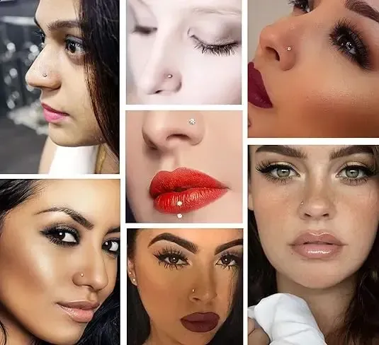 Piercing al naso in acciaio inossidabile con cristallo alla moda per donna, ipoallergenico, anello dritto da 18 mm, a forma di vite, gioiello per il corpo_voghion.com