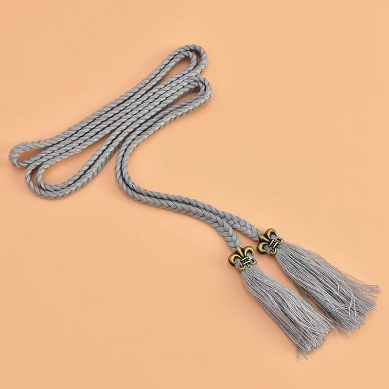 Cintura con nappa e nodo lungo da donna, con catena intrecciata in cotone con gonna, corda per vita stretta, all'ingrosso_voghion.com