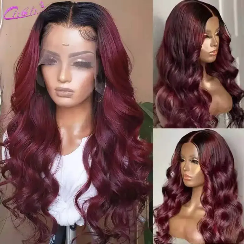 Peluca de cabello humano ombré 1B/27 en oferta con ondas corporales, encaje frontal HD para mujer, rubio miel, sin pegamento, 13 x 4_voghion.com