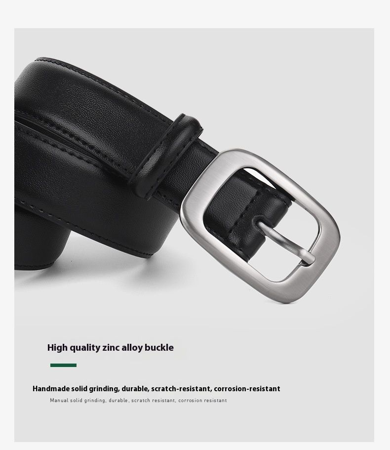 New Women's Square Genuine Leather Needle Buckle Fashion Versatile Decorative Jeans Dress Belt_voghion.com