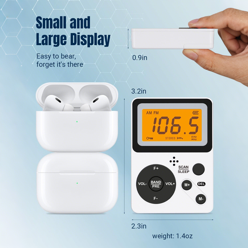 Multifunctional Pocket AM/FM Portable With Stereo Earphone, Battery Operated Radio By 2 AAA Batteries Not Included_voghion.com