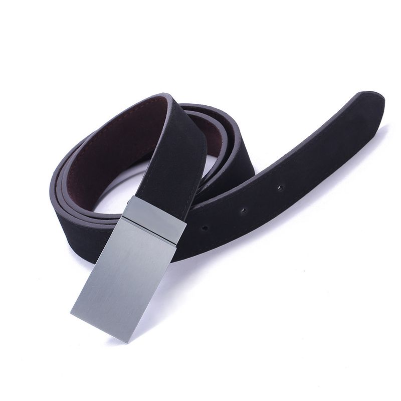 Cinture da uomo Fibbia a piastra rotante Cinture popolari transfrontaliere Cinture in pelle di vacchetta bifacciale alla moda e casual Produttori all'ingrosso_voghion.com