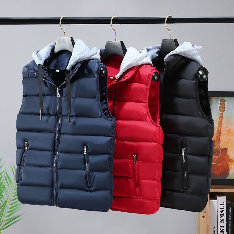 Leichte Steppweste für Herren, Slim Fit, Winter, warmes Fleecefutter, lässige Outdoor-Weste mit Reißverschluss für Herren, modischer Unisex-Mantel (Schwarz, Blau, Rot)_voghion.com