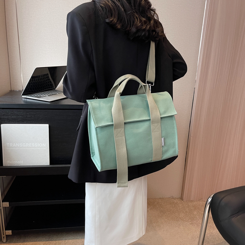 Große Canvas-Tasche, neues modisches, schlichtes und vielseitiges Design, farbiger, breiter Schultergurt, handtragbare Umhängetasche für Pendler_voghion.com