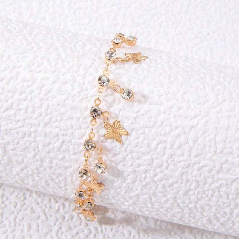 Neues, diamantbesetztes Fußkettchen im böhmischen Stil mit Schmetterlingsquaste und geometrischer Persönlichkeit, vielseitige Kette für Frauen_voghion.com