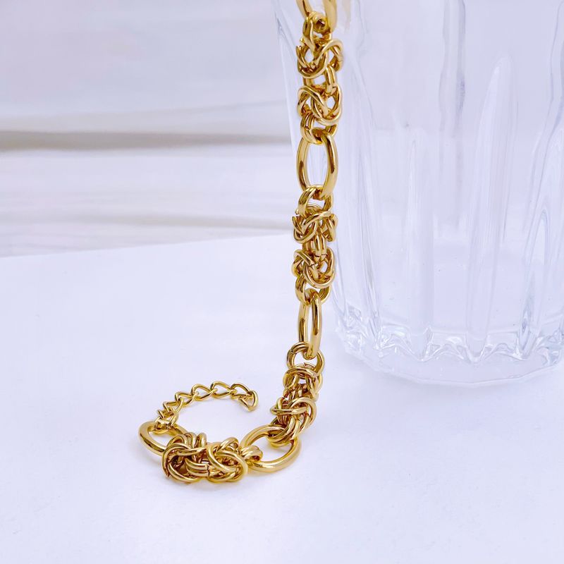 Damenschmuck, auffälliges geometrisches Hohlkettenarmband aus goldenem Edelstahl, modisches Statement-Stück für den Alltag, verblasst nicht, passt zu allen_voghion.com