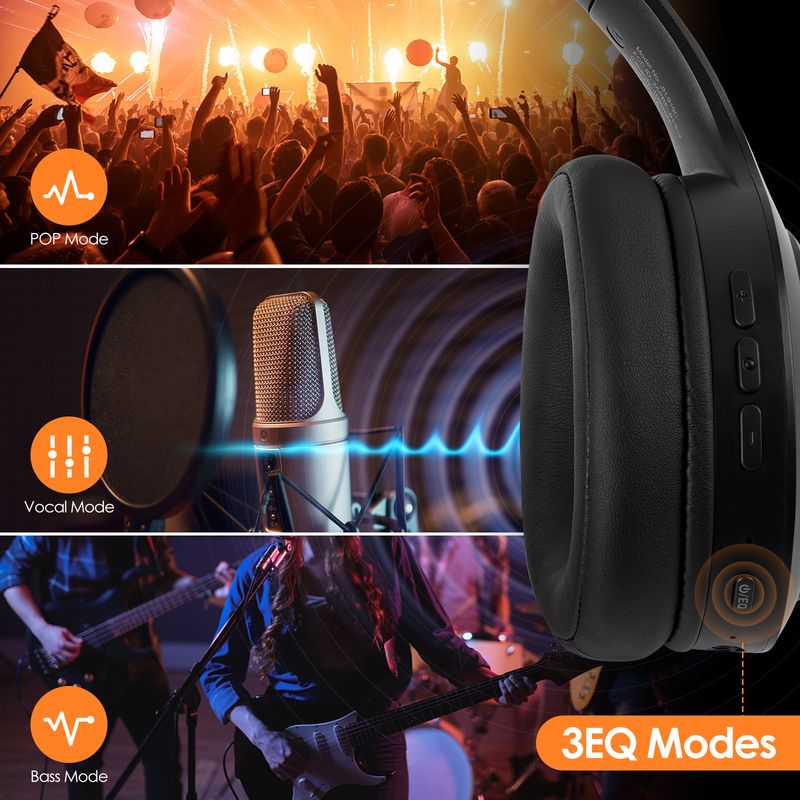 Casque sans fil pliable Siindoo RGB Lamp JH-919C, écouteurs stéréo Bluetooth, 3 modes sonores EQ, basses profondes Hi-Fi_voghion.com