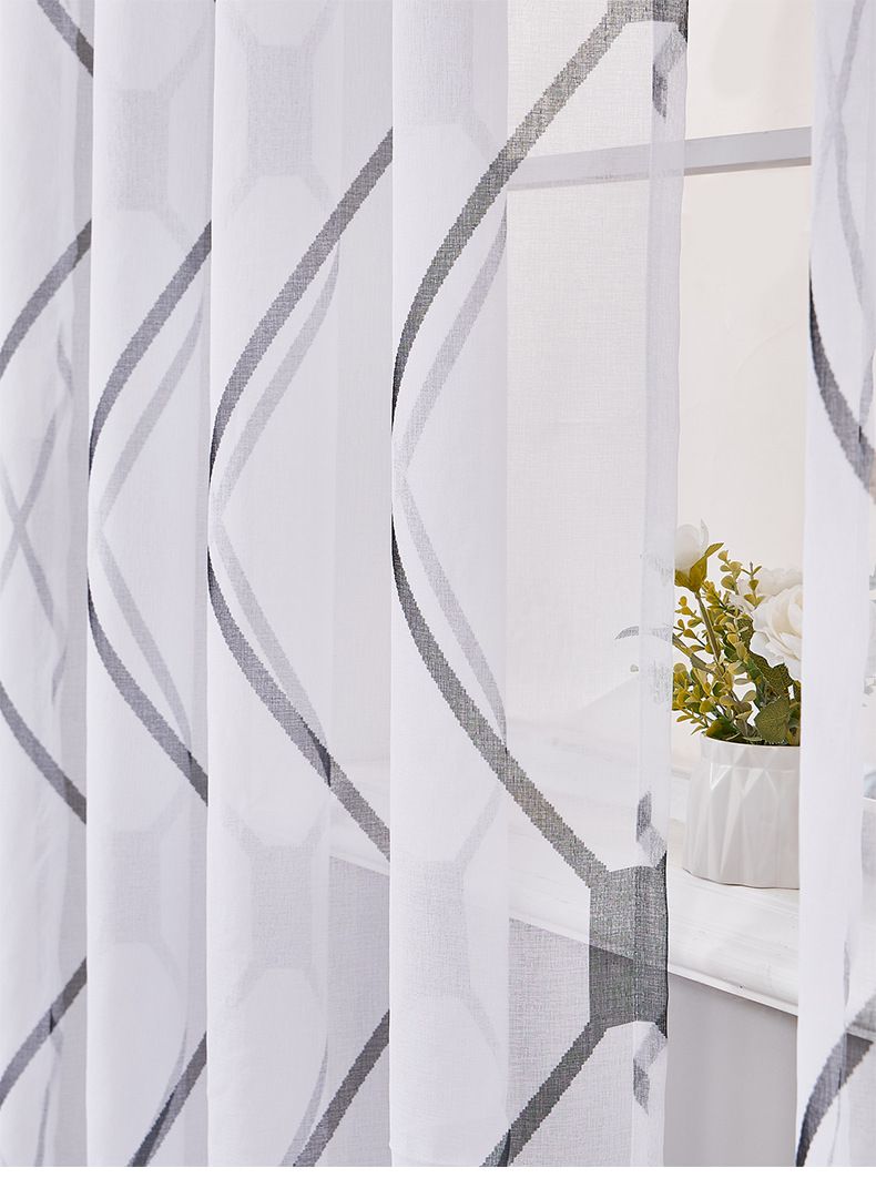 Tende in voile a quadri – Tende leggere e trasparenti per finestre (tasca porta-asta in 100% poliestere, traspiranti e semitrasparenti)_voghion.com