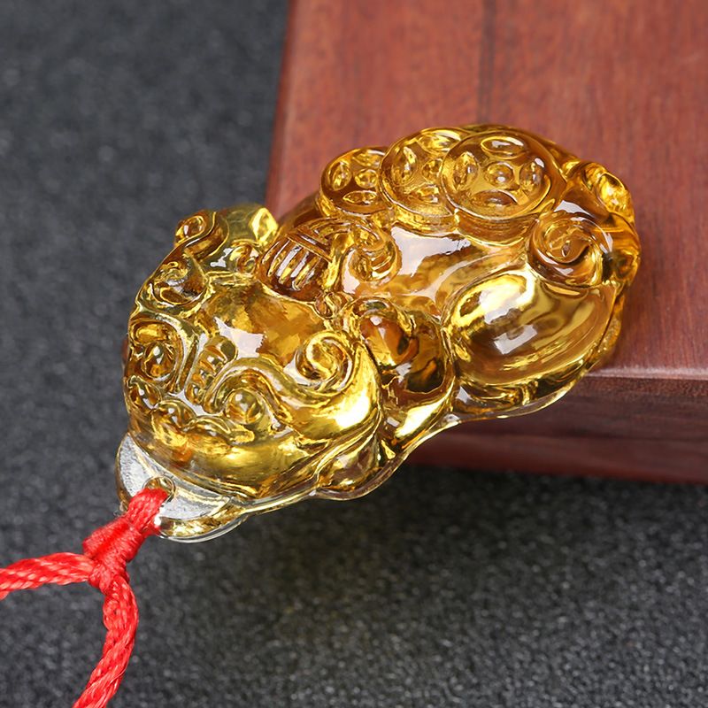 Collana con ciondolo in cristallo naturale Pixiu in ossidiana per uomo e donna, gioielli di coppia_voghion.com