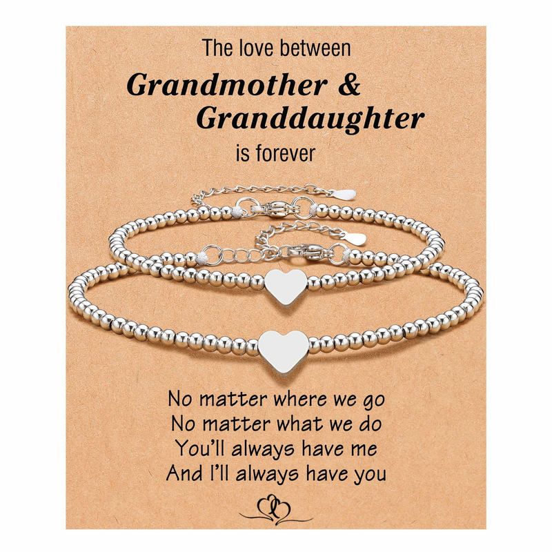 Set di bracciali per madre e figlia, gioielli da donna, regalo per figlia e ragazza, bracciale con catena in argento con perline, bracciale in acciaio inossidabile con scritta "Love"._voghion.com