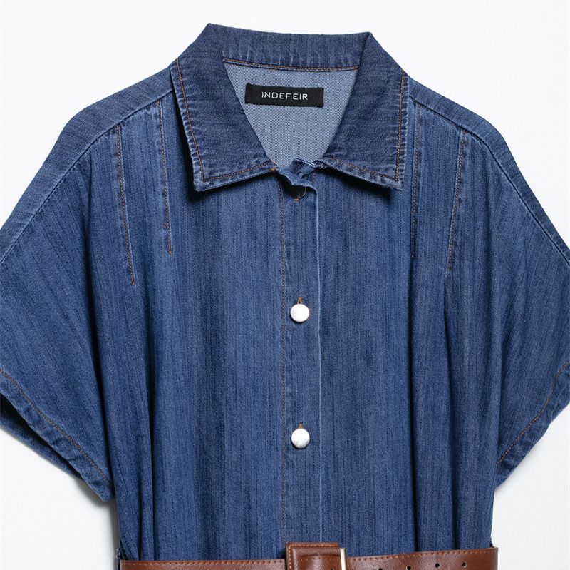 Z Spring New Women's Fashion Style With Belt Midi Cowboy Dress 0108025_voghion.com