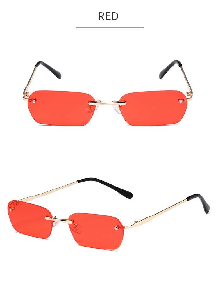 Occhiali da sole quadrati senza montatura: design alla moda con bordi smussati per uomini e donne, occhiali hip hop in stile marinaro coreano_voghion.com