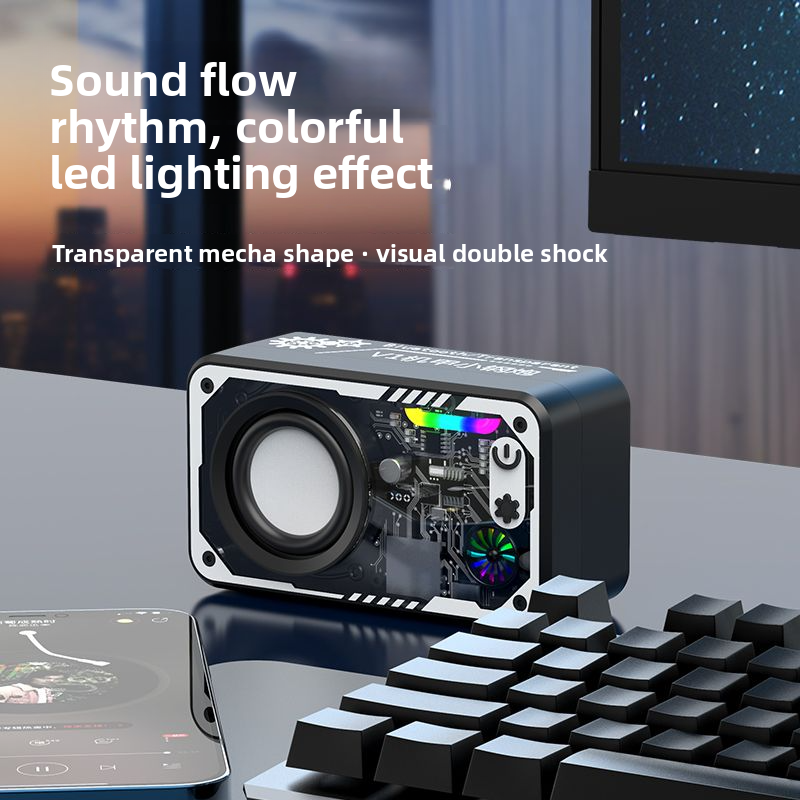 High-End Version Audio Mecha Wireless Transparent Sound Small Cannon Colorful Light Speaker Internet Celebrity Cool_voghion.com