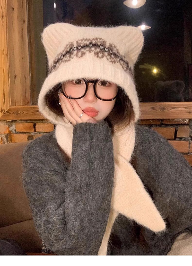 Cappello in maglia di lana jacquard da donna autunno/inverno 2025, nuovo, elegante e versatile_voghion.com