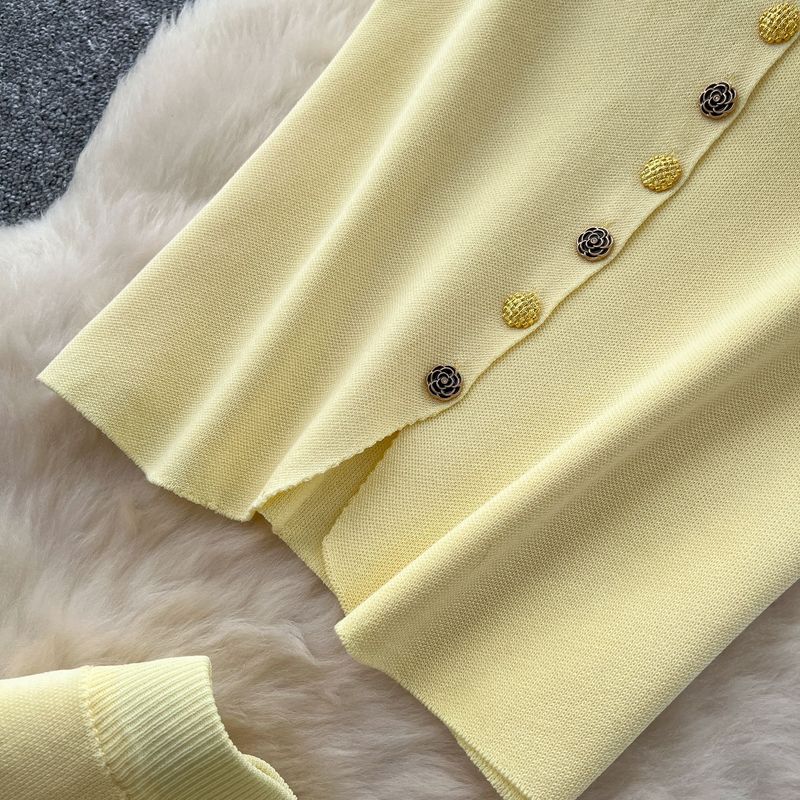 Damenbekleidung im minimalistischen Stil, einfarbig, Strickanzug für Damen, Sommer, ärmelloses Hemd, Oberteil, hohe Taille, Netzspleiß, Super-Feenrock_voghion.com