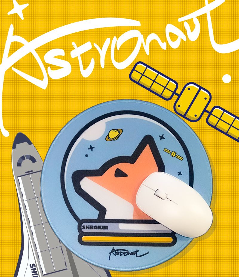 Mouse pad com tema espacial de Shiba Inu com desenho de astronauta_voghion.com