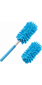 Tukuos Mikrofaser-Staubwedel mit 2 austauschbaren Köpfen und ausziehbarer Stange für die Reinigung von Fenstern im Homeoffice, Auto_voghion.com