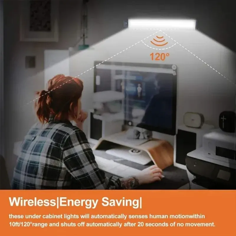 PIR Motion Sensor LED Under Cabinet Lamp Dimmable Rechargeable Night Light Stairs Closet Room Aisle Tube Bar Detector Bulb_voghion.com