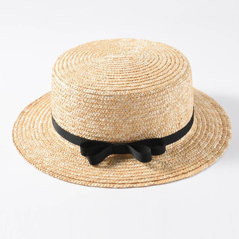Fashion Fashion Classical Beach Ribbon Bowknot Boater Wide Brim Summer Sun Hats for Women Ladies Wheat Straw Cap Kentucky Derby Hat_voghion.com