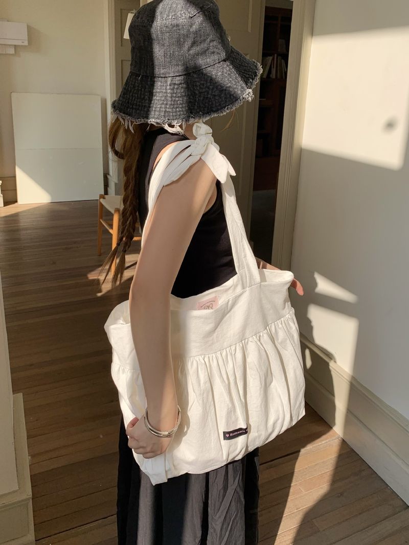 Bolso de mano de lona coreana con textura de gran capacidad y estilo dulce de la misma hermana vecina._voghion.com