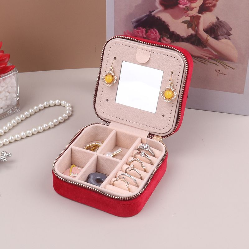 Portable Jewelry Organizer Box - Velvet-Lined Multi-Layer Storage Case For Earrings, Rings & Necklaces (10x10x5cm)_voghion.com