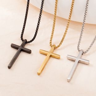 Hot Sale New Product Fit Stainless Steel Long Pendant Woolen Chain Simple Personality Hip Hop Men's Titanium Steel Necklace_voghion.com
