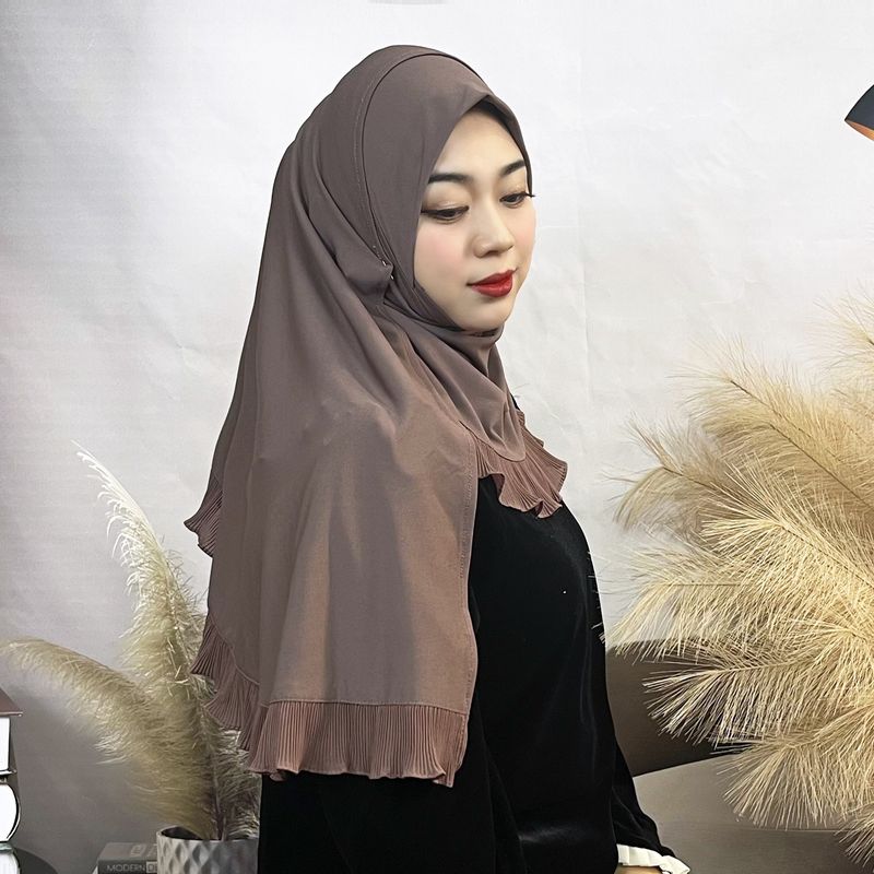 Naiste Hijab ühevärviline šifoonist pikk sall pullover ühekihiline volangiga naiste mähis mugav naiste sall_voghion.com