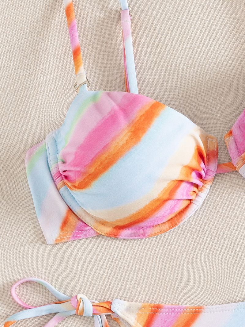 Women's Gradient Rainbow Bikini Set - Steel Support Two-Piece Swimsuit For Beach & Pool | Cute Summer Swimwear_voghion.com