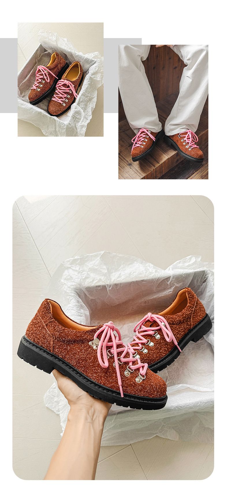 Men's Casual Streetwear Derby Shoes With Thick Sole & Color Blocking Design - Comfortable For Business & Outdoor Wear_voghion.com