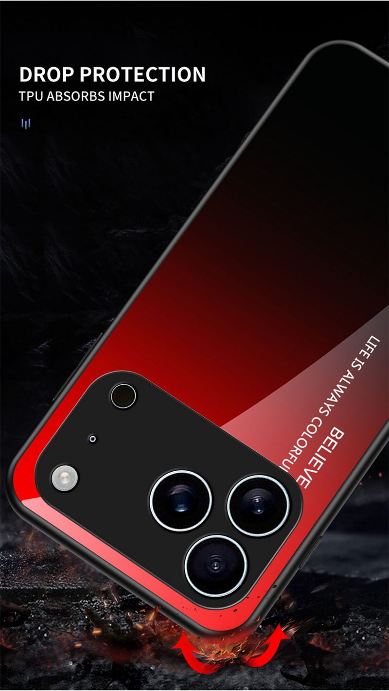 Gradient Tempered Glass Protect Case For IPhone 17 Pro Max 17 Pro 17 Air 16 Pro Max 15 + 14 13 12 11 XS XR Glossy Cover_voghion.com