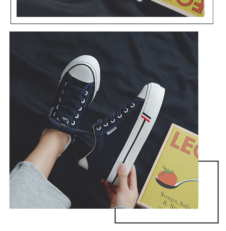 Spring Spring Low-cut Inner Height Women's Shoes Korean Student Versatile Canvas Shoes, Quilted Platform, White Shoes, Women's Single Shoes_voghion.com