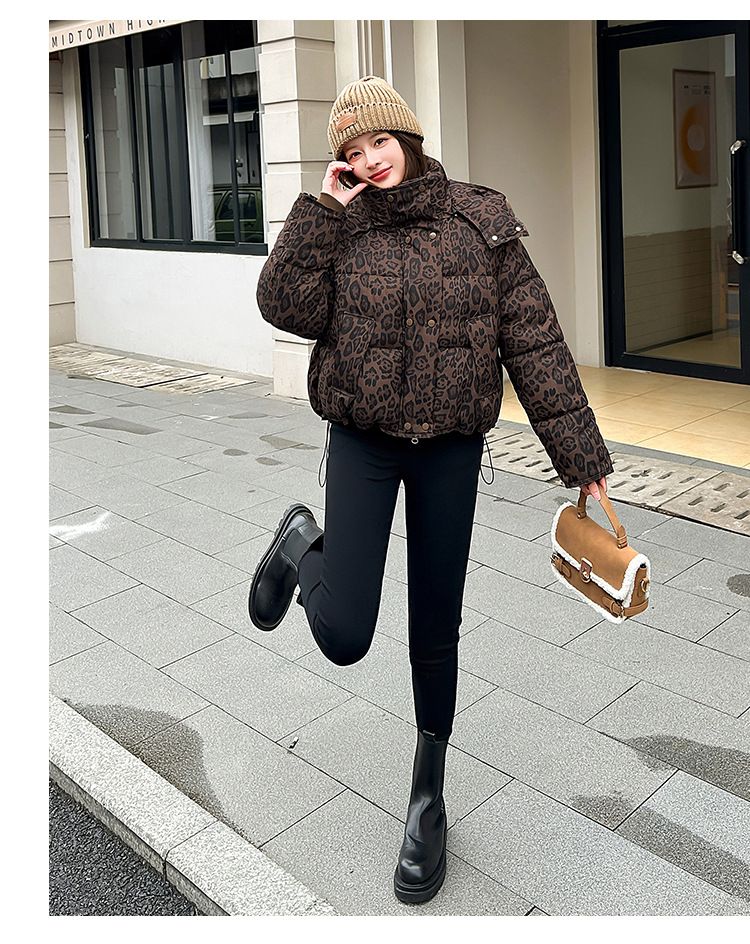 Women Parkas Coats Jackets Zipper Leopard Print Hooded Coat Stand Collar Y2k Streetwear Jacket Work Outerwear Autumn Winter_voghion.com