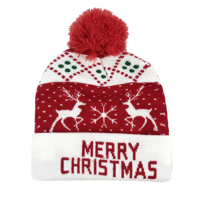 Hat  new style removable battery colorful luminous knitted hat Santa Claus LED light Christmas hat_voghion.com