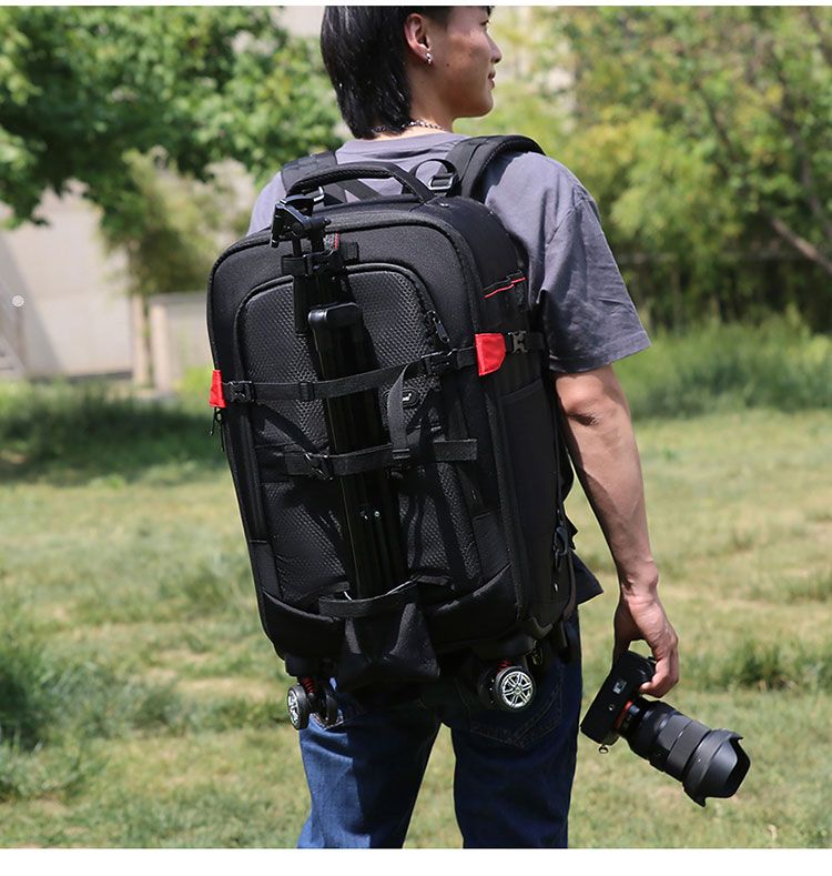 Camera Bag Waterproof Professional DSLR Suitcase Bag Video Photo Digital Camera Trolley Backpack On Wheels_voghion.com