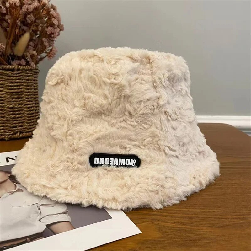 Autumn Winter Plush Bucket Hat Women Thicken Warm Fisherman Hats Korean Version Fashion Sunscreen Basin Caps 2024 New_voghion.com