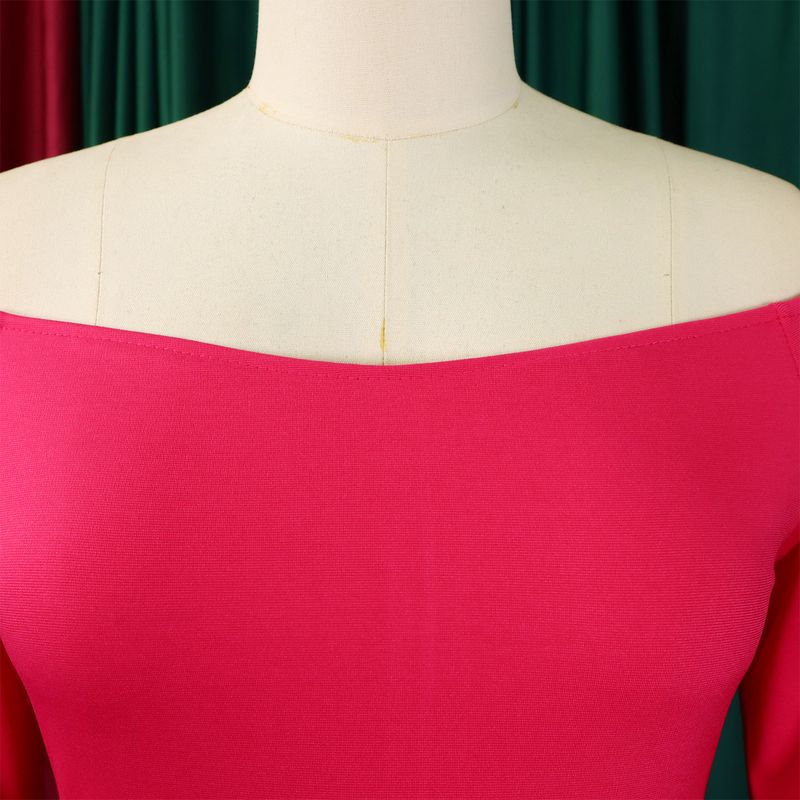 Dameskleding Nieuwe mode Een schouder Ruffle mouw Effen kleur Geplooide wijde pijpen Jumpsuit_voghion.com