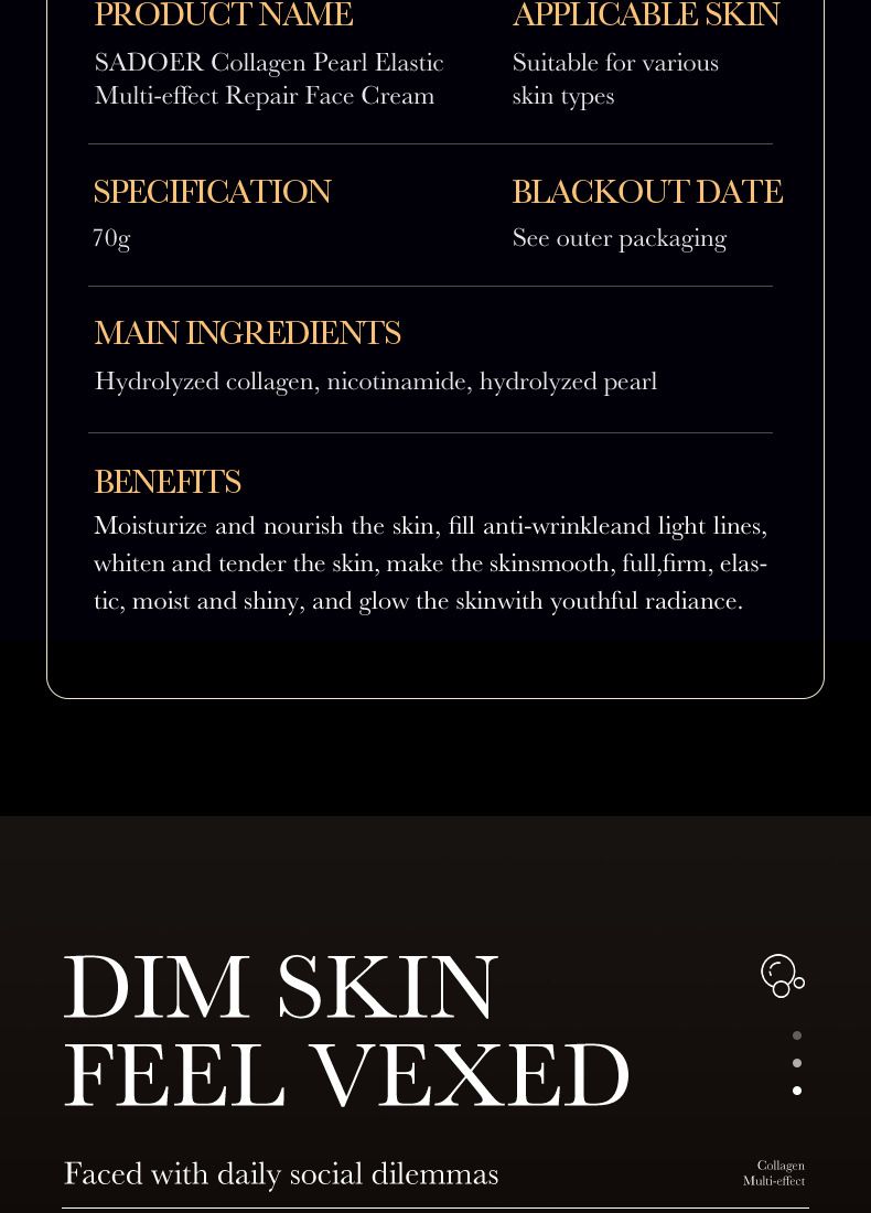 Crème hydratante visage au collagène Full English Pearl 70 g SADOER_voghion.com