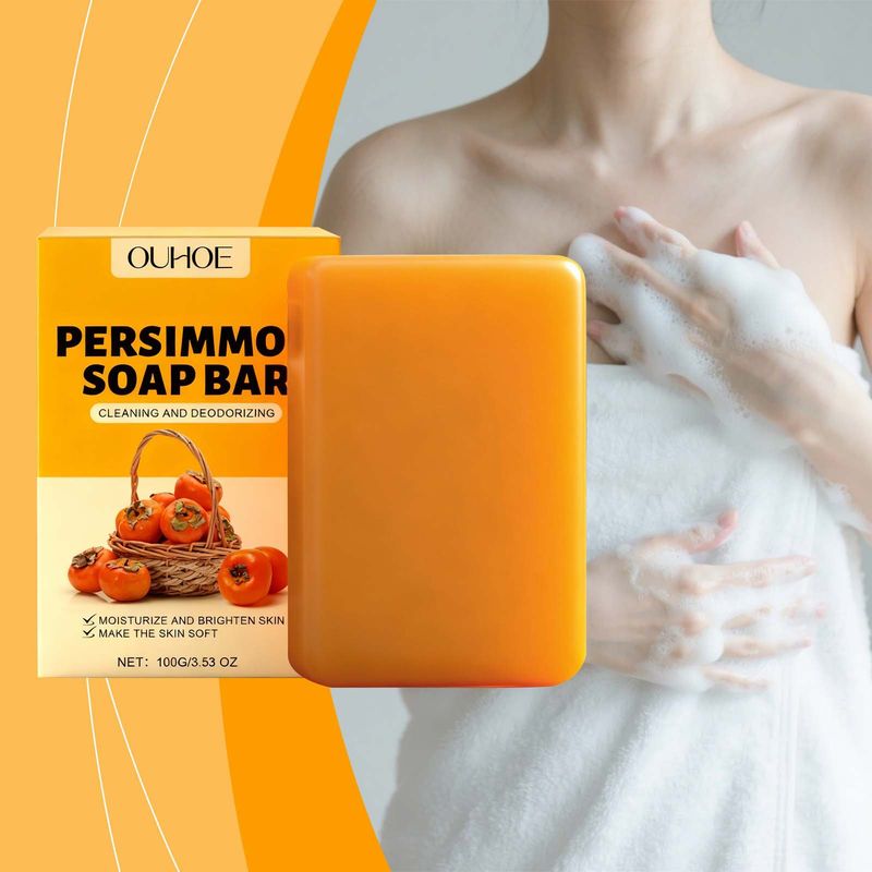 OUHOE Persimmon Fresh Bath Gentle Care Nourishing Hydrating Skin Cleansing Fragrant Moisturizing Beauty Soap_voghion.com