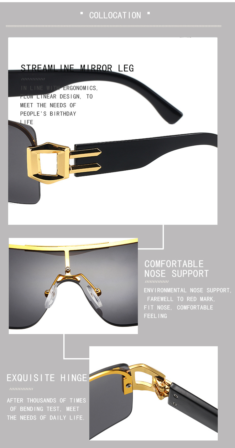 2024 Nuova tuta senza cornice Y2K celebrità di Internet alla moda in metallo, occhiali da sole alla moda, personalizzati_voghion.com