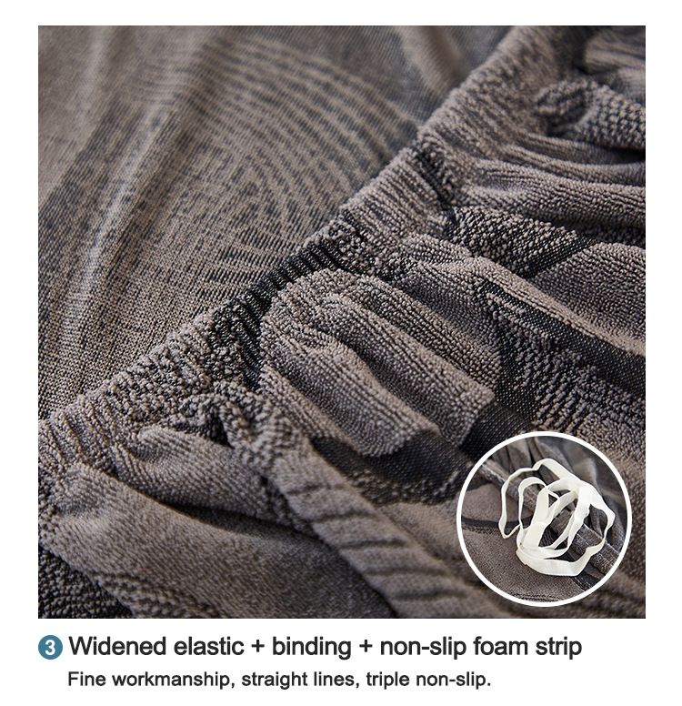 Copridivano elasticizzato a protezione totale, tessuto jacquard spesso, vestibilità universale per divani a L, design moderno a righe._voghion.com