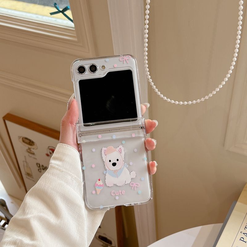 Wave Dot Puppy for Samsung Galaxy Z Flip5 Phone Case Electroplated Zflip4/3 Folding Screen Saver Sheath_voghion.com