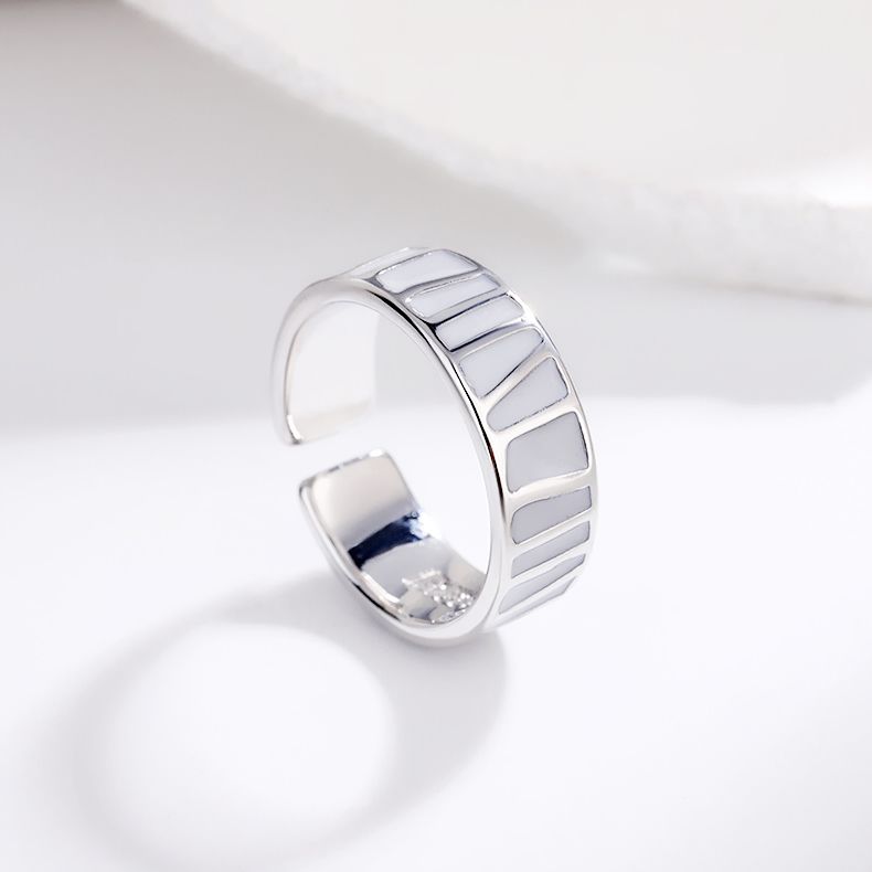 2025 Moda Stile Geometrico Smalto Goccia Vendite Creative, Anello Aperto da Donna in Argento di Misura Variabile, Gioielli di Moda_voghion.com