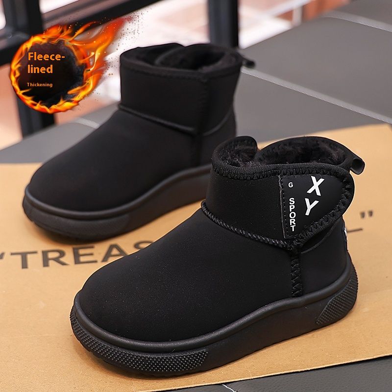 Plush snow boots, cotton for warmth, men's and women's foot pedaling children's shoes_voghion.com