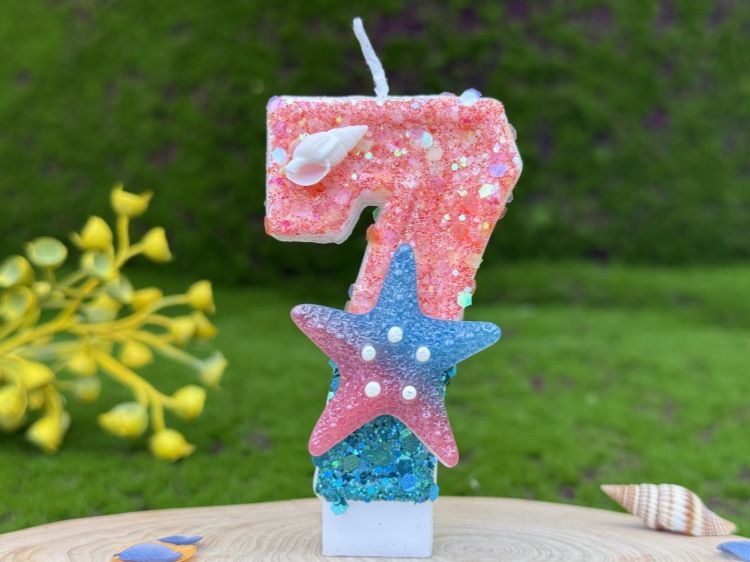 Creative Digital Cake Party Decoration First Birthday Candle Handmade DIY Ocean Starfish_voghion.com