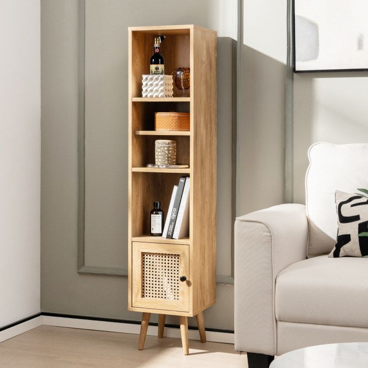 4 Tiers Rattan Storage Cabinet with Slim Design_voghion.com